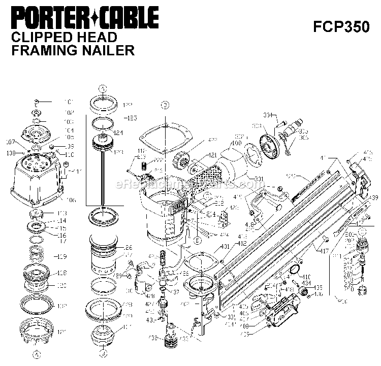 Porter Cable FCP350 (Type 1) 3-1/2in Hp Ch Framer Power Tool Page A Diagram